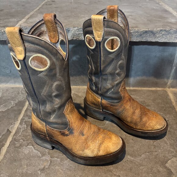 Boulet Western Cowboy Boots Women’s 5.5C Distressed Leather Pull-On Canada - Picture 4 of 11